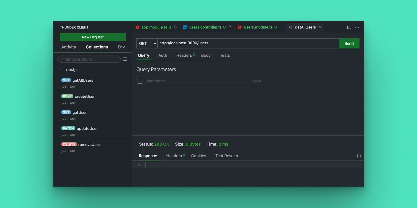 Thunder Client NestJS Routes